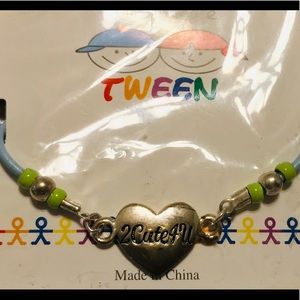 Tween Bracelet With "2 Cute 4 U" on Heart ❤️